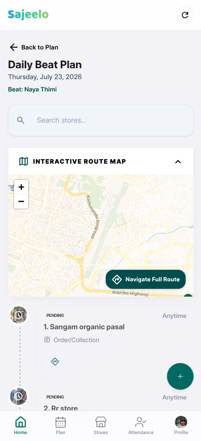 Sajeelo SFA My Stores Directory